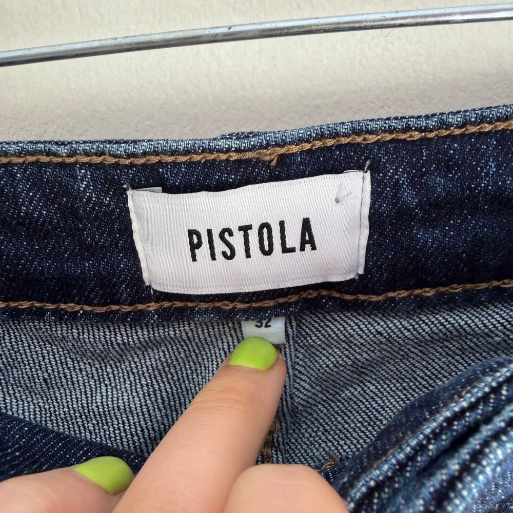 Pistola Essex Distressed High Rise Skinny Jeans Dark Indigo Raw Hem 32 Q6643CSF - Picture 4 of 10